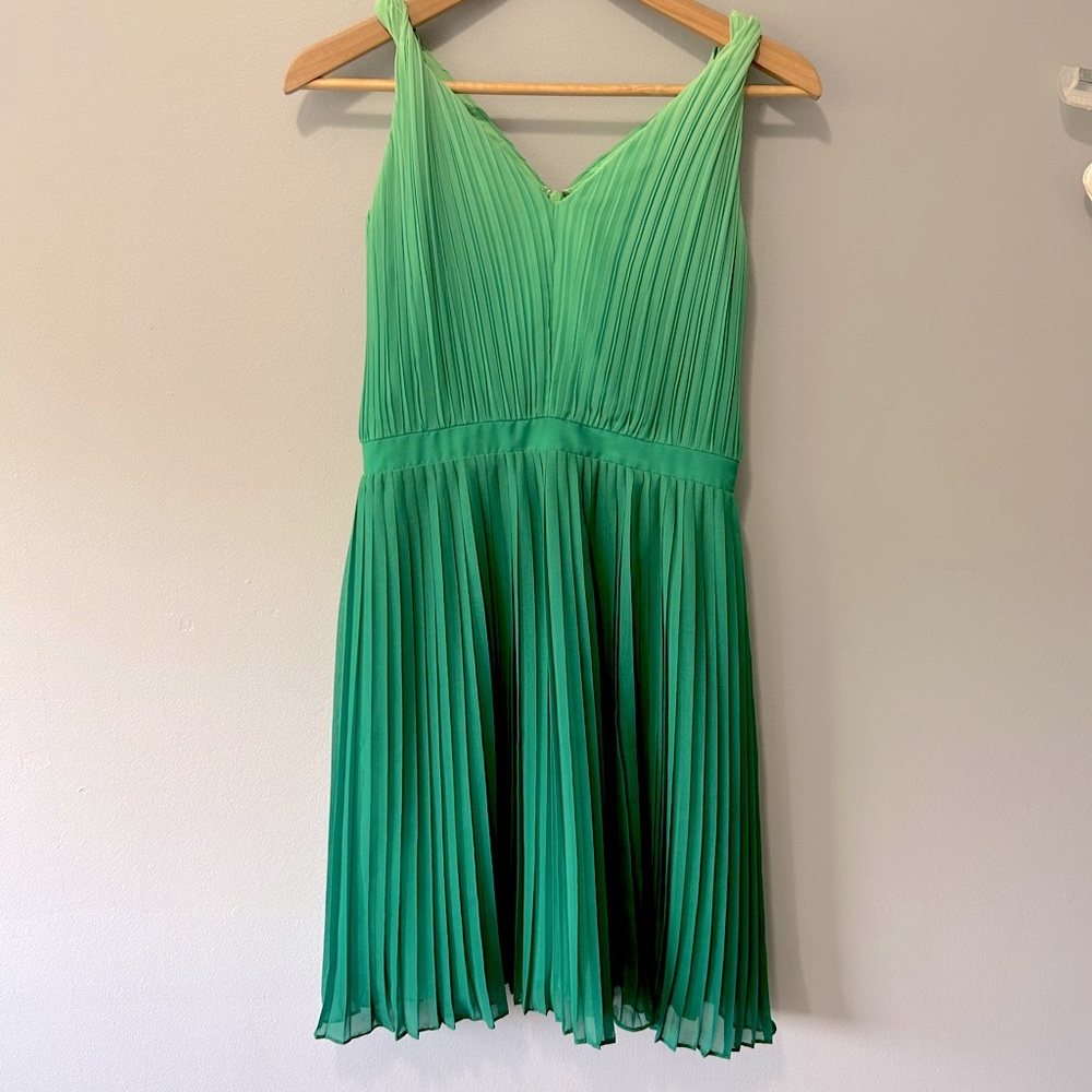 Green Pleated Dress - Banana Republic